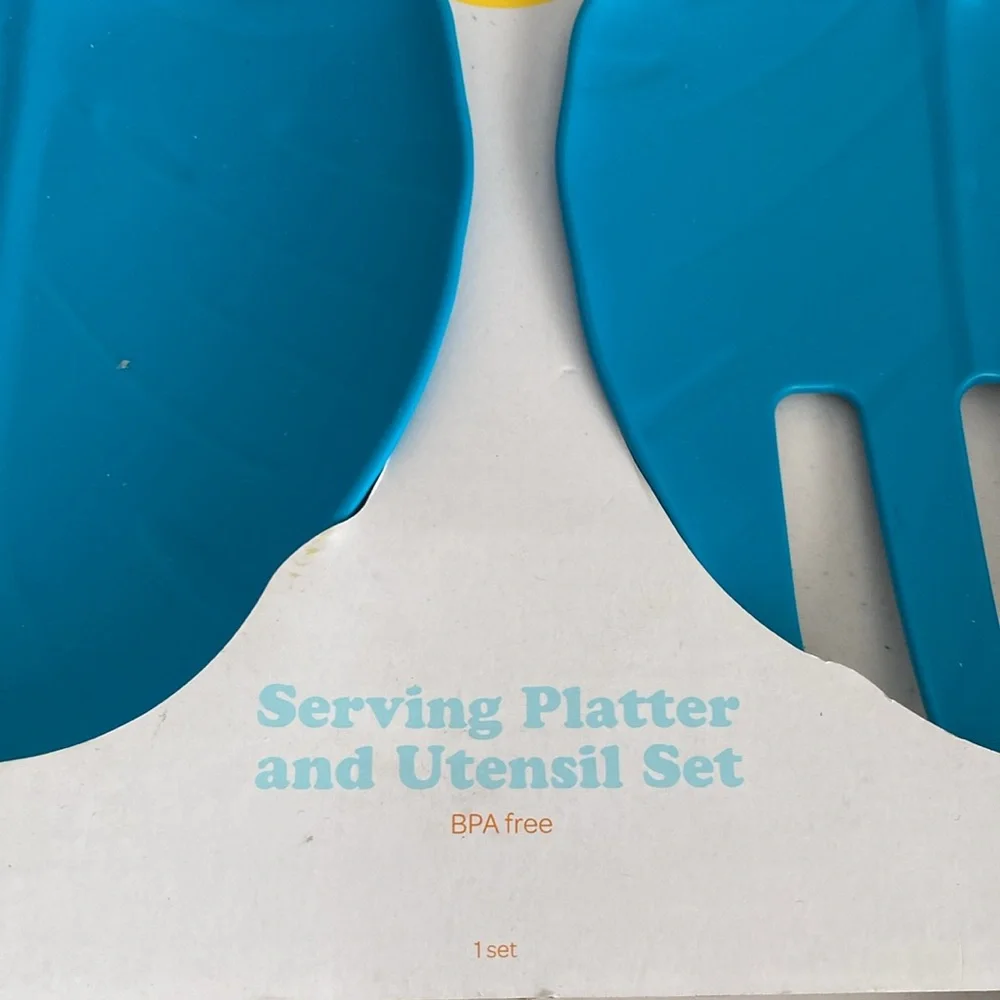 Target Sun Squad serving dish platter with palm leaf serving spoons utensils